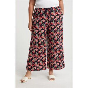 Pull-On Crop Wide Leg Linen Blend Pants